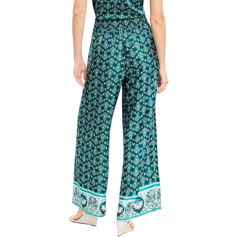 Loft Set Medallion Border Floral Sleeveless Tie Top & Wide Leg Pants Set XS /‎ S - Picture 4 of 9